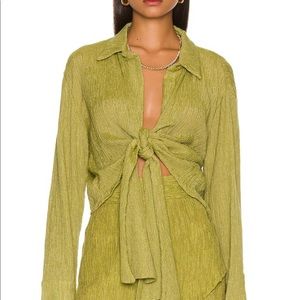 Savannah Morrow Vea Front Tie Blouse in Agave - S (Revolve)
